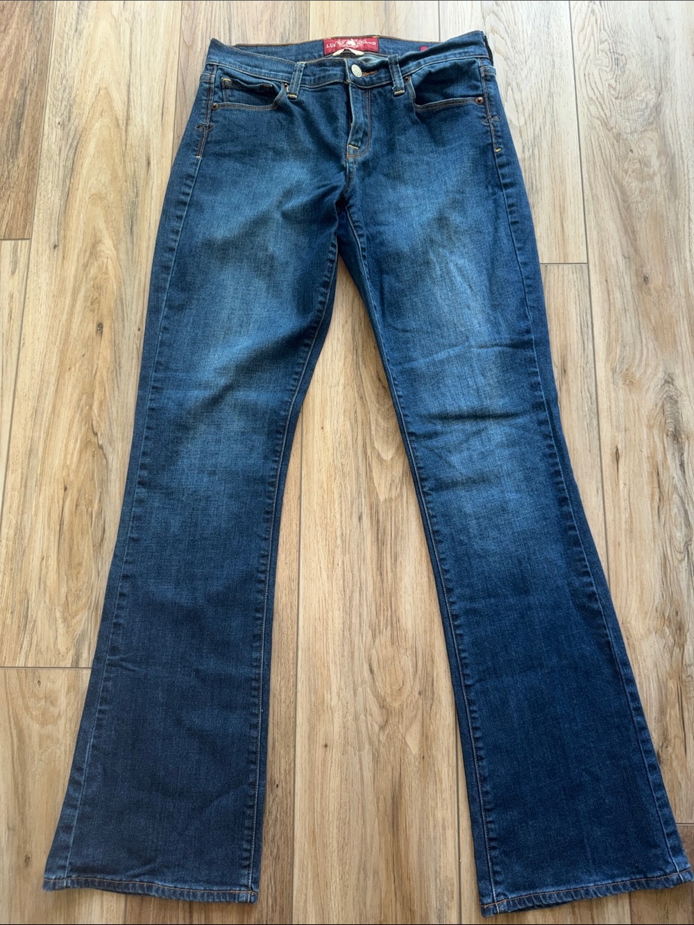 Lucky Brand Y2K Sofia Boot Jeans 6/28 Long Low Rise Bootcut Dark Wash